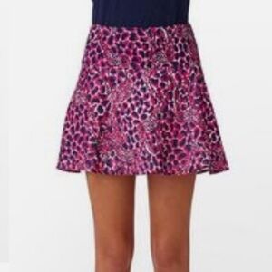 Lilly Pulitzer Charleston Hollyhock Gigi Giraffe Pink and Black Patterned Skirt
